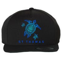 St Thomas Virgin Islands Sea Blue Tribal Turtle Wool Snapback Cap