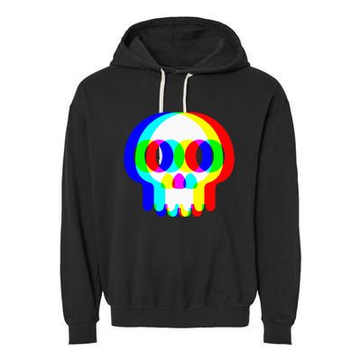 Skull Trippy Vaporwave Halloween Techno Rave Edm Party Garment-Dyed Fleece Hoodie