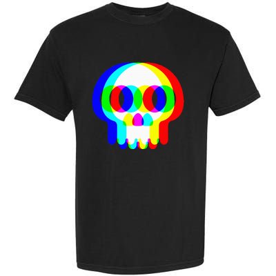 Skull Trippy Vaporwave Halloween Techno Rave Edm Party Garment-Dyed Heavyweight T-Shirt