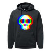 Skull Trippy Vaporwave Halloween Techno Rave Edm Party Performance Fleece Hoodie