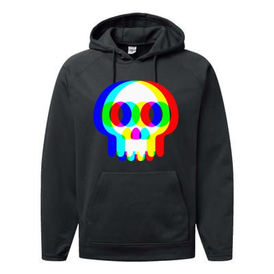 Skull Trippy Vaporwave Halloween Techno Rave Edm Party Performance Fleece Hoodie