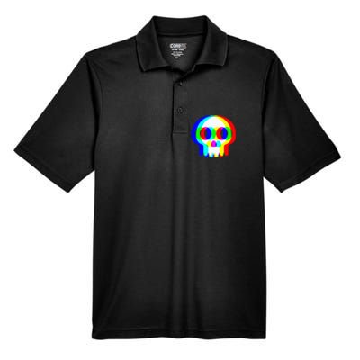 Skull Trippy Vaporwave Halloween Techno Rave Edm Party Men's Origin Performance Pique Polo