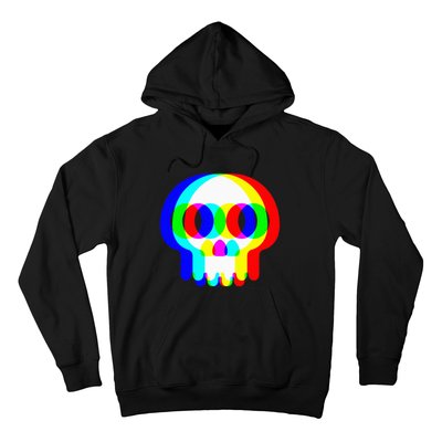 Skull Trippy Vaporwave Halloween Techno Rave Edm Party Hoodie