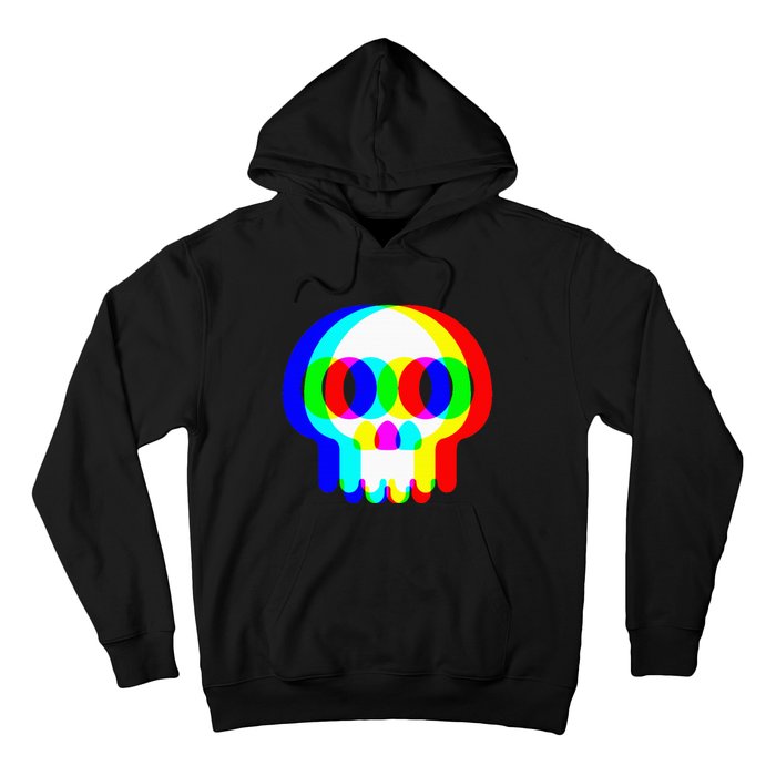 Skull Trippy Vaporwave Halloween Techno Rave Edm Party Hoodie