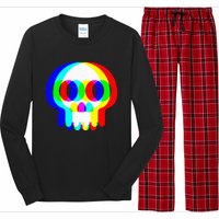 Skull Trippy Vaporwave Halloween Techno Rave Edm Party Long Sleeve Pajama Set