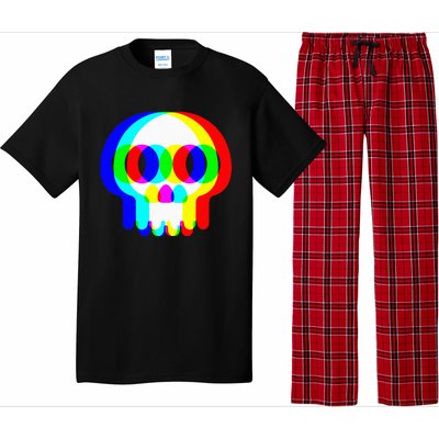 Skull Trippy Vaporwave Halloween Techno Rave Edm Party Pajama Set