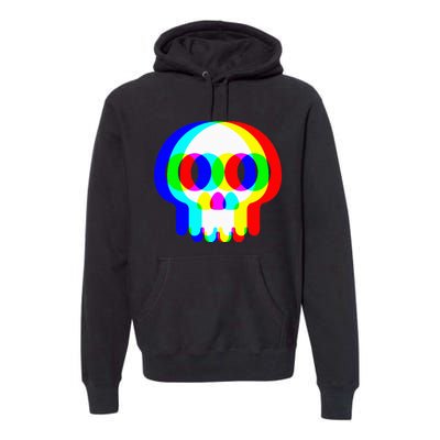 Skull Trippy Vaporwave Halloween Techno Rave Edm Party Premium Hoodie