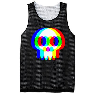 Skull Trippy Vaporwave Halloween Techno Rave Edm Party Mesh Reversible Basketball Jersey Tank