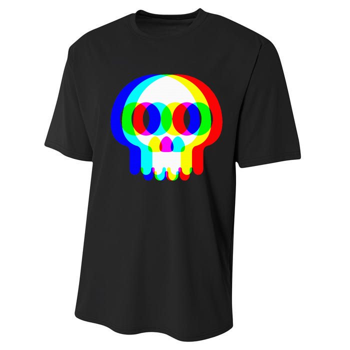 Skull Trippy Vaporwave Halloween Techno Rave Edm Party Performance Sprint T-Shirt