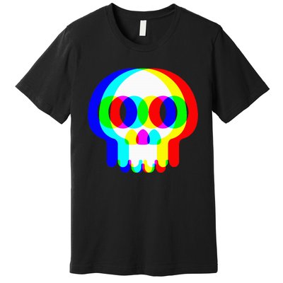 Skull Trippy Vaporwave Halloween Techno Rave Edm Party Premium T-Shirt