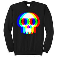 Skull Trippy Vaporwave Halloween Techno Rave Edm Party Tall Sweatshirt