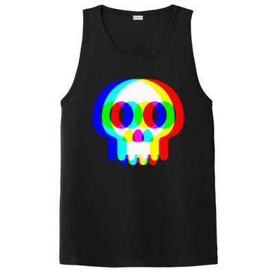 Skull Trippy Vaporwave Halloween Techno Rave Edm Party PosiCharge Competitor Tank