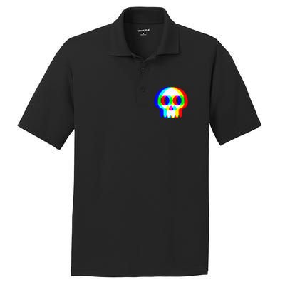 Skull Trippy Vaporwave Halloween Techno Rave Edm Party PosiCharge RacerMesh Polo