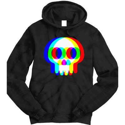 Skull Trippy Vaporwave Halloween Techno Rave Edm Party Tie Dye Hoodie