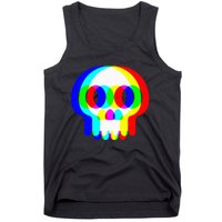 Skull Trippy Vaporwave Halloween Techno Rave Edm Party Tank Top