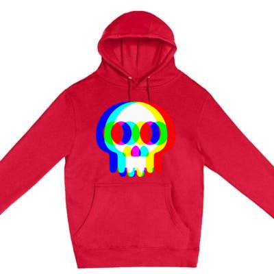 Skull Trippy Vaporwave Halloween Techno Rave Edm Party Premium Pullover Hoodie