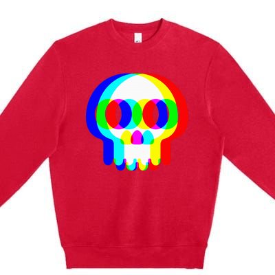 Skull Trippy Vaporwave Halloween Techno Rave Edm Party Premium Crewneck Sweatshirt