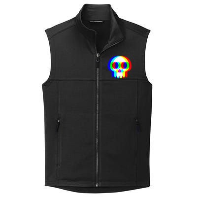 Skull Trippy Vaporwave Halloween Techno Rave Edm Party Collective Smooth Fleece Vest