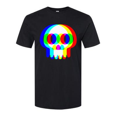 Skull Trippy Vaporwave Halloween Techno Rave Edm Party Softstyle CVC T-Shirt