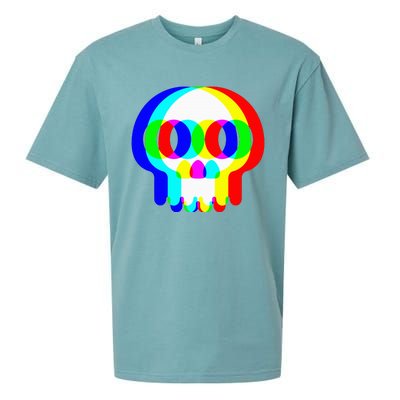 Skull Trippy Vaporwave Halloween Techno Rave Edm Party Sueded Cloud Jersey T-Shirt