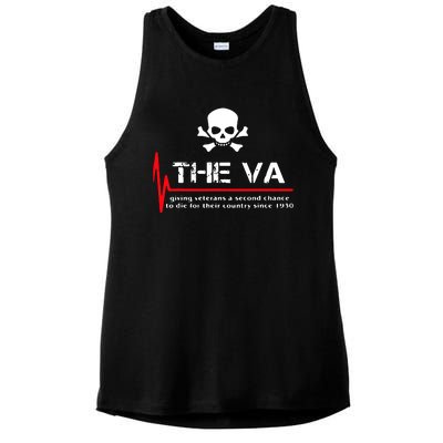 Skull The VA Giving Veterans A Second Chance Ladies PosiCharge Tri-Blend Wicking Tank