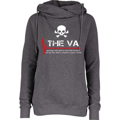 Skull The VA Giving Veterans A Second Chance Womens Funnel Neck Pullover Hood