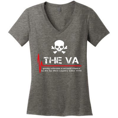 Skull The VA Giving Veterans A Second Chance Women's V-Neck T-Shirt