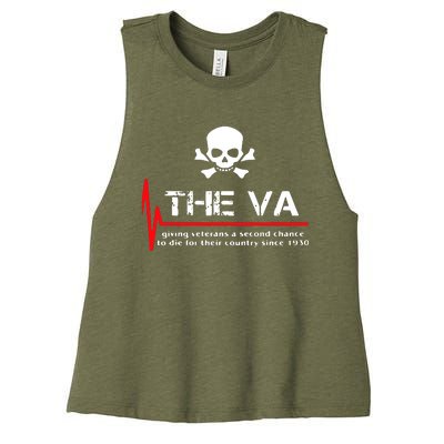 Skull The VA Giving Veterans A Second Chance Women's Racerback Cropped Tank