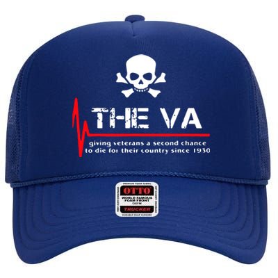 Skull The VA Giving Veterans A Second Chance High Crown Mesh Back Trucker Hat