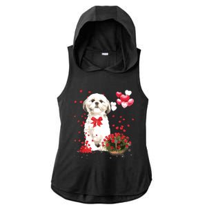 Shih Tzu Valentines Day Funny Dog Lover Happy Valentine Ladies PosiCharge Tri-Blend Wicking Draft Hoodie Tank