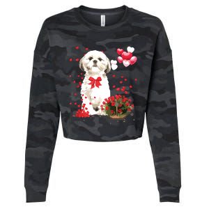 Shih Tzu Valentines Day Funny Dog Lover Happy Valentine Cropped Pullover Crew