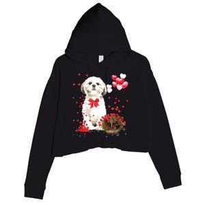 Shih Tzu Valentines Day Funny Dog Lover Happy Valentine Crop Fleece Hoodie