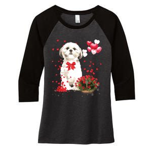 Shih Tzu Valentines Day Funny Dog Lover Happy Valentine Women's Tri-Blend 3/4-Sleeve Raglan Shirt