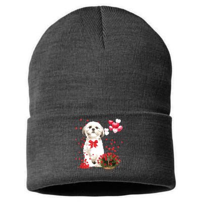 Shih Tzu Valentines Day Funny Dog Lover Happy Valentine Sustainable Knit Beanie