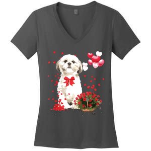 Shih Tzu Valentines Day Funny Dog Lover Happy Valentine Women's V-Neck T-Shirt