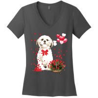 Shih Tzu Valentines Day Funny Dog Lover Happy Valentine Women's V-Neck T-Shirt