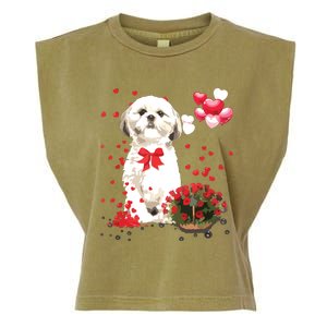 Shih Tzu Valentines Day Funny Dog Lover Happy Valentine Garment-Dyed Women's Muscle Tee