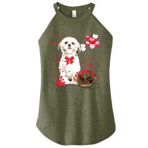 Shih Tzu Valentines Day Funny Dog Lover Happy Valentine Women's Perfect Tri Rocker Tank