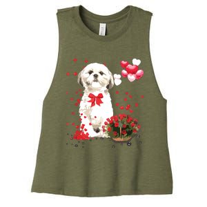 Shih Tzu Valentines Day Funny Dog Lover Happy Valentine Women's Racerback Cropped Tank