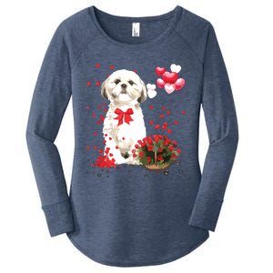 Shih Tzu Valentines Day Funny Dog Lover Happy Valentine Women's Perfect Tri Tunic Long Sleeve Shirt