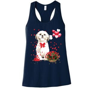 Shih Tzu Valentines Day Funny Dog Lover Happy Valentine Women's Racerback Tank