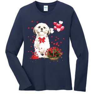 Shih Tzu Valentines Day Funny Dog Lover Happy Valentine Ladies Long Sleeve Shirt