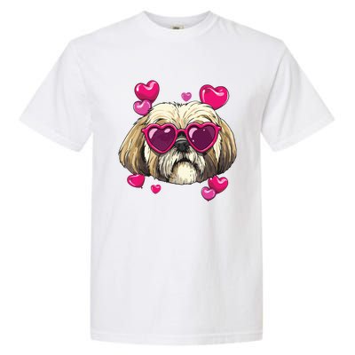 Shih Tzu Valentines Day Heart Dog Lover Garment-Dyed Heavyweight T-Shirt