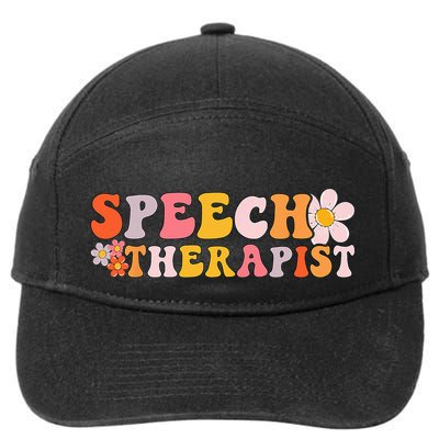 Speech Therapy Vintage Language Pathologist Speech Therapist 7-Panel Snapback Hat