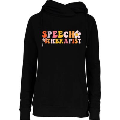 Speech Therapy Vintage Language Pathologist Speech Therapist Womens Funnel Neck Pullover Hood