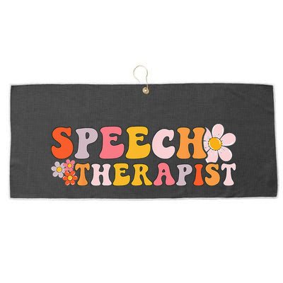 Speech Therapy Vintage Language Pathologist Speech Therapist Large Microfiber Waffle Golf Towel