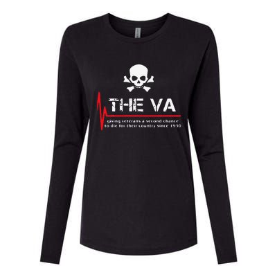 Skull The VA Giving Veterans A Second Chance Womens Cotton Relaxed Long Sleeve T-Shirt