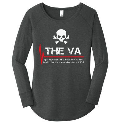 Skull The VA Giving Veterans A Second Chance Women's Perfect Tri Tunic Long Sleeve Shirt