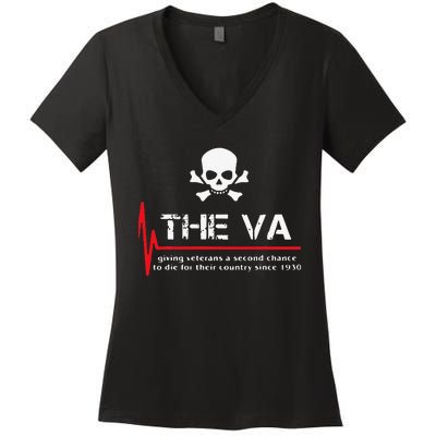 Skull The VA Giving Veterans A Second Chance Women's V-Neck T-Shirt