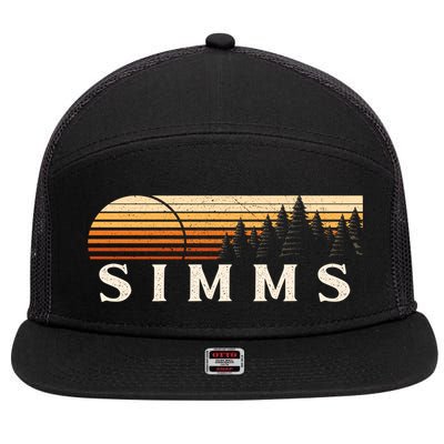 Simms Tx Vintage Evergreen Sunset Eighties Retro 7 Panel Mesh Trucker Snapback Hat